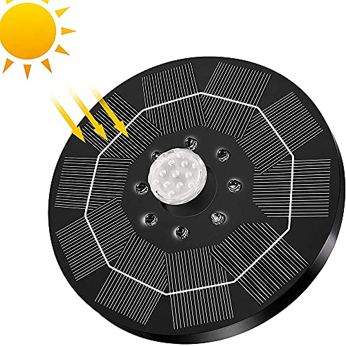 DIFCUL Solfontän för utomhusbruk med LED-ljus, solfontän, flytande soldammpump med 6 effekter för trädgårdsdamm eller fiskbehållare, fontän, fågelbad