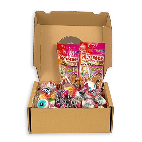 Genussleben låda med ca 500 g sura sötsaker från Trolli, Fini och Monster Wunderball