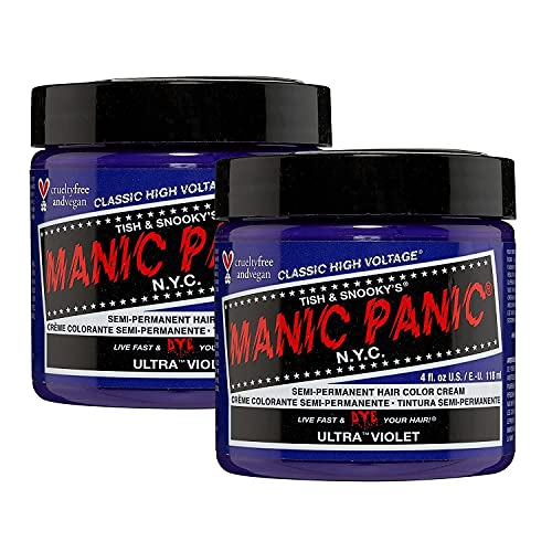 Manic Panic Ultra Violet Classic Creme, Vegan, Cruelty Free, Purple Semi Permanent Hair Dye 2 x 118ml