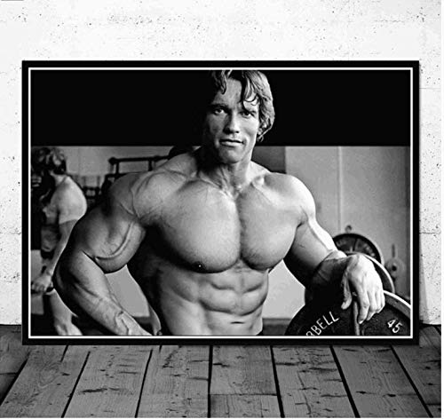 NVRENHUA Affischer och tryck Arnold Schwarzenegger Poster Bodybuilding Fitness Canvas Målning Vardagsrum Dekoration Väggkonst 50 x 70 cm Utan ram