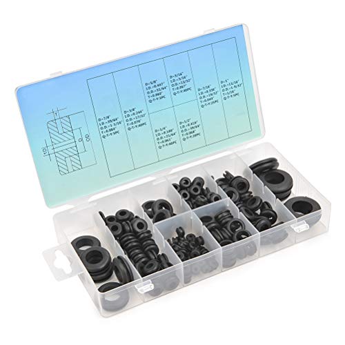 TIMESETL 180 st gummigenomföringar, gummipluggar för hål 6–25 mm, för fordon, motorcykel, PC-hårdvara, pianorreparation, elektronisk utrustning – svart