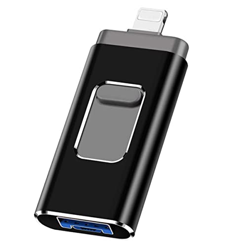 USB-flashenhet, USB3.0-minnessticka extern lagring tumenhet för i-Phone i-Pad 64 GB fotopinne flashminne lämplig för alla modeller PC/pad/Android-telefoner (svart)